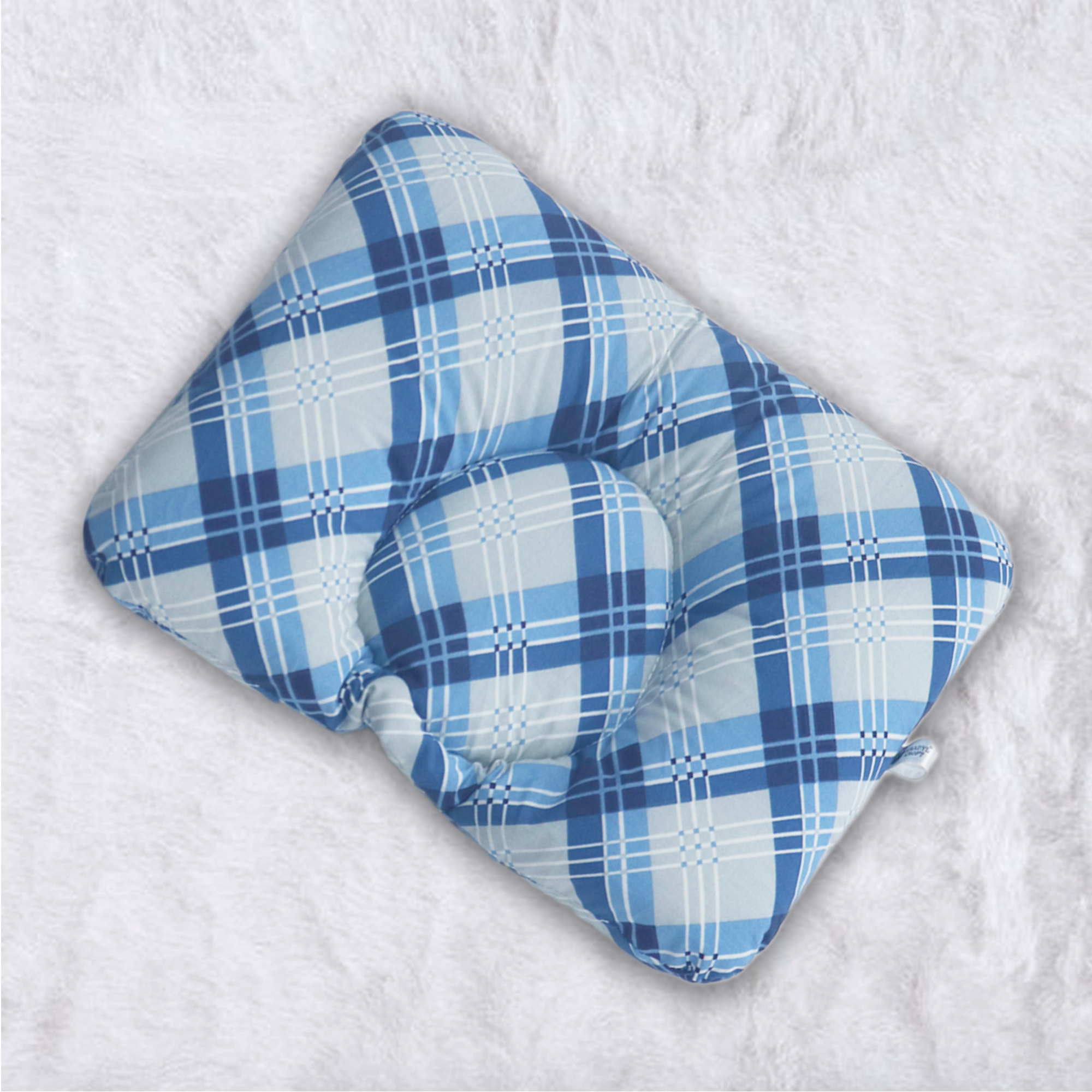 Blue Checks New Born Pillow | Baby Pillow | Head Shaping Pillow