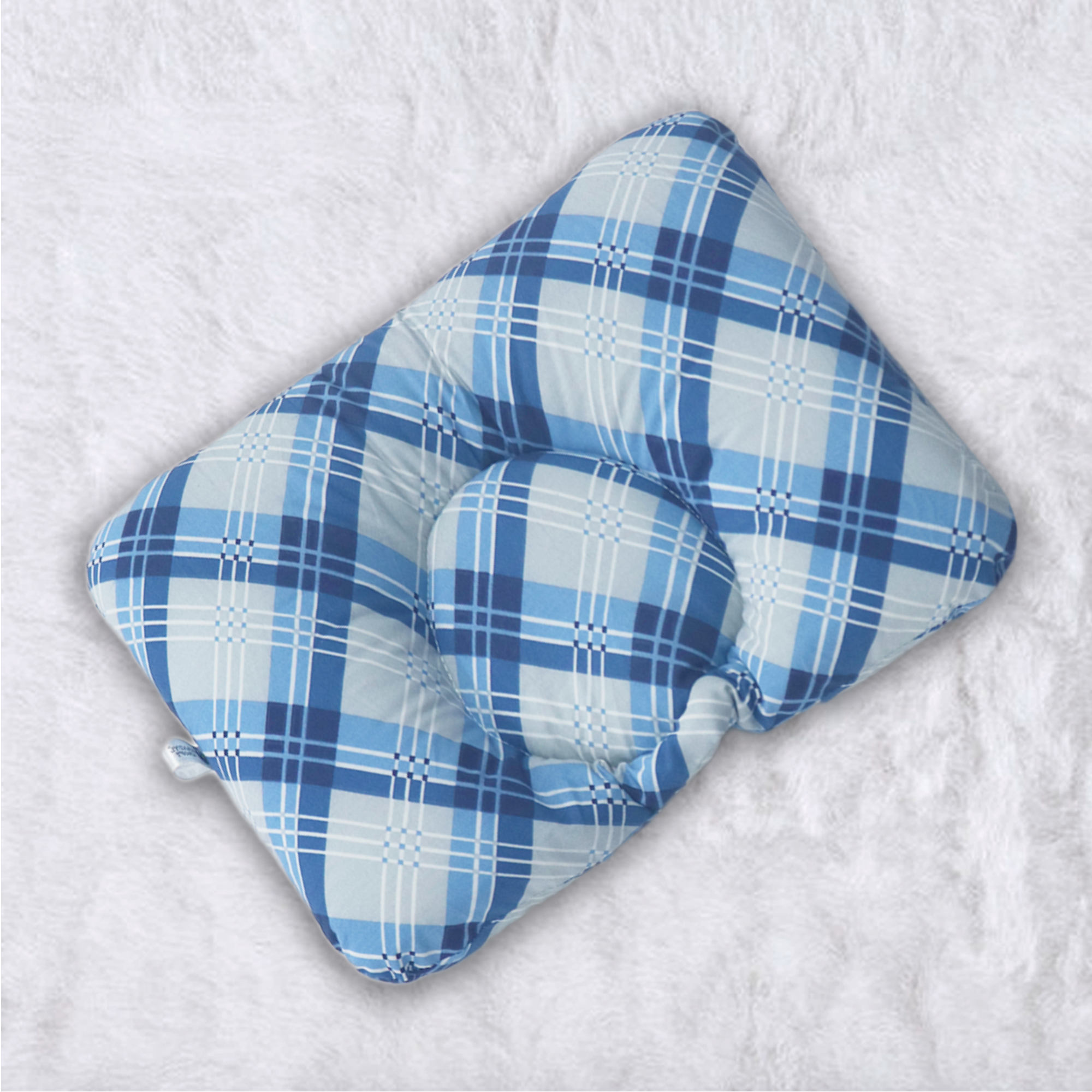 Blue Checks New Born Pillow | Baby Pillow | Head Shaping Pillow