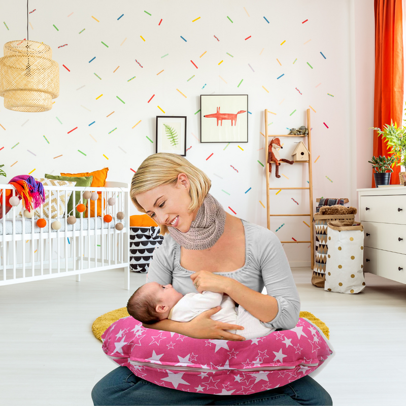 Pink Star-Baby Feeding Pillow | Nursing Pillow | Breastfeeding Pillow