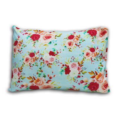 Blue Flora Toddler Pillows with 100% Cotton Removable cover - 20 X 15 Inches | Children Pillows