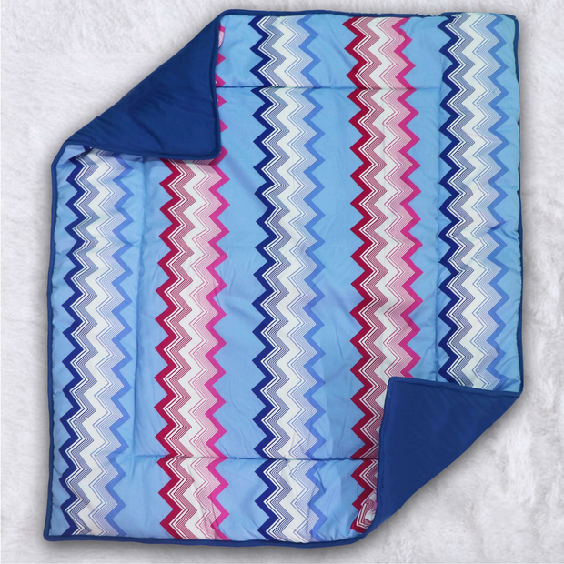 Blue Chevron - Baby Quilt | Baby Blanket